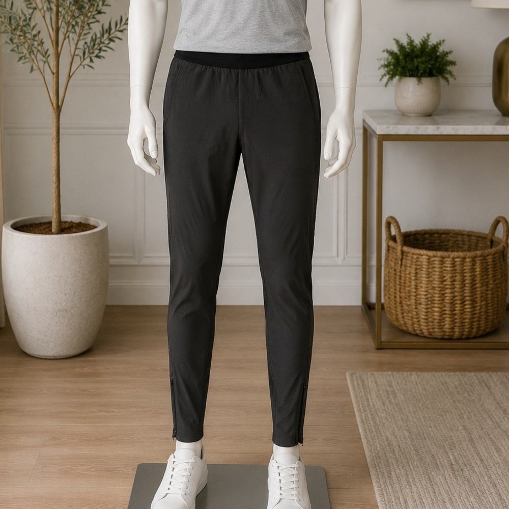 Everlane Mens Active Pants Charcoal Grey Tapered Ankle Zip Size E3